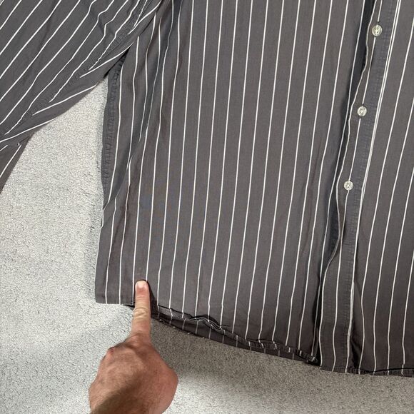 Avirex Shirt Mens Size XXL Button Up Gray White Stripes Jesse Pinkman Y2K Grunge - Picture 8 of 16